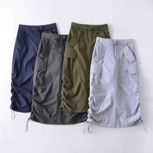 Y2K 나일론 스트링 카고 셔링 스커트 4color WD9E44A