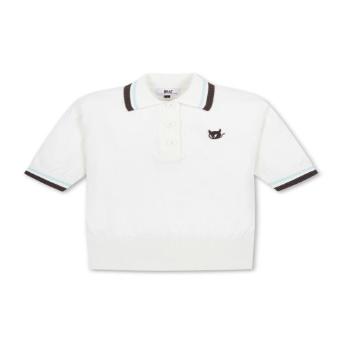 왁 WAAC 골프 WWWAA24624IVX Women Tipping Collar Short Sleeves Sweater