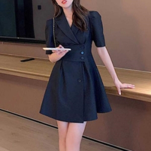 투스카로라 오노마 ONM 랩스타일 3버튼 원피스 라 퍼프소매 A라인 여친룩 17065511