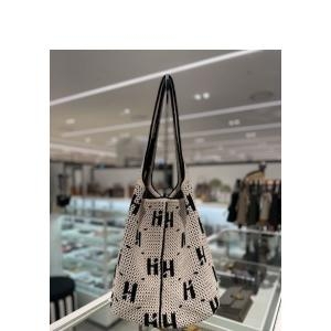 헤지스 신상 HIBA3F777.BK_ 여성 아이보리 시그니처 니트 숄더백 L 단일사이즈
