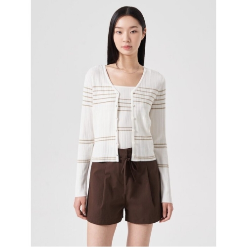 에잇세컨즈 여성 스트라이프 브이넥 카디건_32485ALYE0