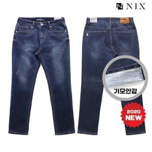 닉스 남성 기모 D톤 워싱 부분밴딩 뉴슬림핏 데님 팬츠_FNOWDPN121M