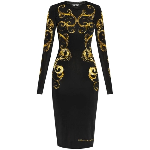 베르사체 진스꾸뛰르 워터컬러 쿠튀르 프린트 미디 드레스 77HAO9P8JS419 TP428068