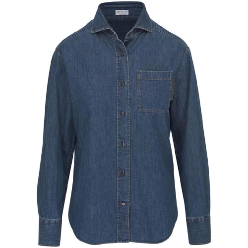 브루넬로쿠치넬리 모닐리 비즈 장식 데님 셔츠 MP781ML426C8983 T