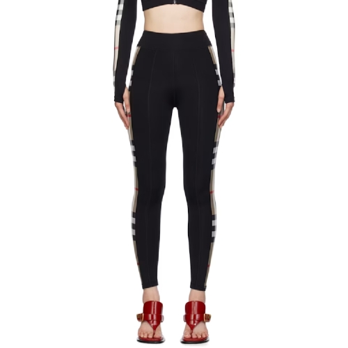 버버리 블랙 체크 트리밍 레깅스 242376F085000