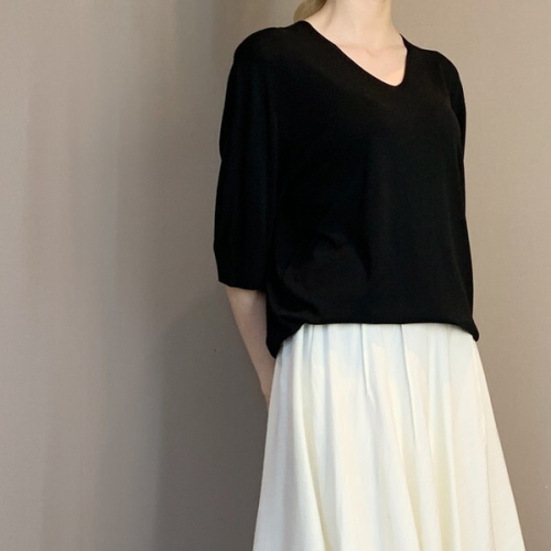 파슨스 rib sleeve v-neck knit PW5Q5NI02