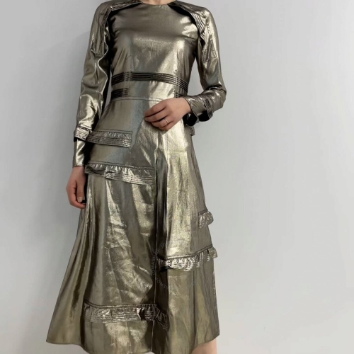 버버리 실버 긴팔 드레스 위드 스티치 디테일 4068478