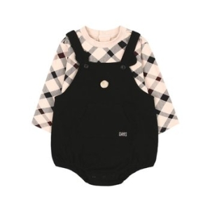 닥스베이비 체크 MIX 져지멜빵 바디수트 (EUF21VW07M_BK)