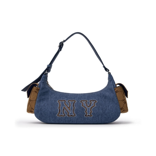 MLB 다이아 모노그램 메가로고 포켓 데님 호보백 3ABQM134N-50INS