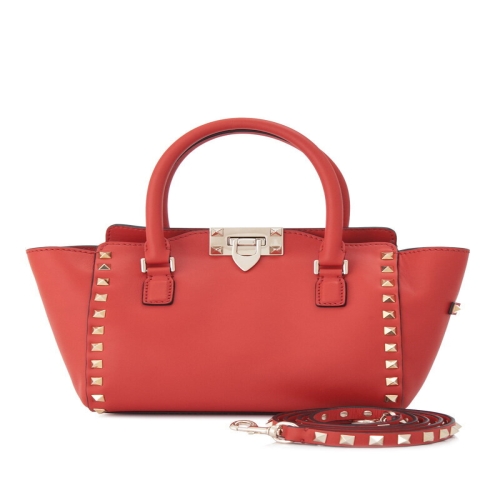 발렌티노 빈티지 라이트레드 스탐파 알체 락스터드 탑 핸들 스몰 토트백 RVSR1364 760 01