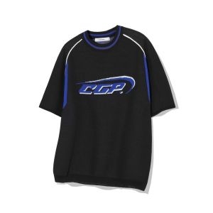 코드그라피 CODEGRAPHY CGP 로고 배색 반팔 니트_블랙 CBDUUKS002BK 380349