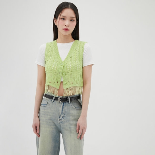 LAP 밑단 프린지 니트 베스트 AQ2KV420