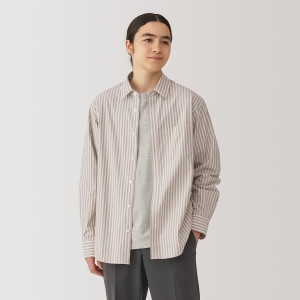 MUJI 남성 워싱 브로드 레귤러 칼라 긴소매 셔츠 AC2WPA4A