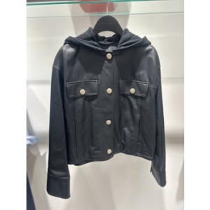 더아이잗컬렉션 후드 투 포켓 가죽 자켓 CP9E3LT131