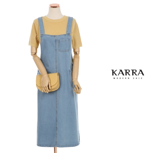 KARRA 카라 데님포켓멜빵스커트_A4F0009