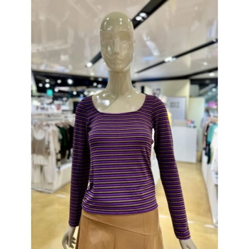 SISLEY 퀘어넥 스트라이프 티셔츠 3FUL102P 강남