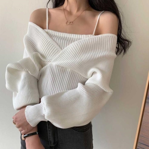 오노마 ONM 오프숄더 슬림핏 나시 브이넥티 일체형 골지티 여친룩 16463031