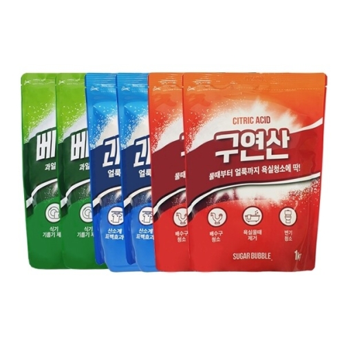 슈가버블 베이킹소다 2kg + 과탄산소다 1kg + 구연산 1kg
