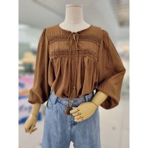 나인스텝 테슬 리본 블라우스 N24NS4305