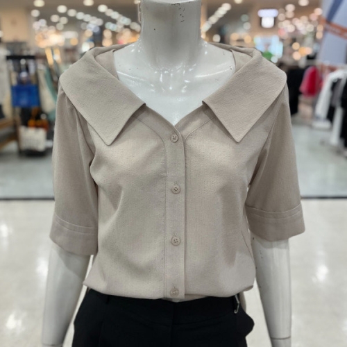 숲 브이넥 카라 큐티 블라우스 OA7SSQ1