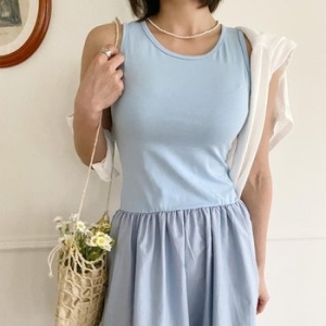 수프 CHO48E0로 니 긴원피스 크루넥 링 여성 레이어드 썸머