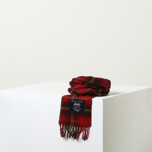 헤지스 남성 레드 체크 울 머플러_HZMU4F102R2