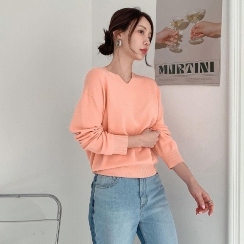 수프 CST6EC4디 스웨터 여성 컬러웨이 소프트 비스코스 V넥