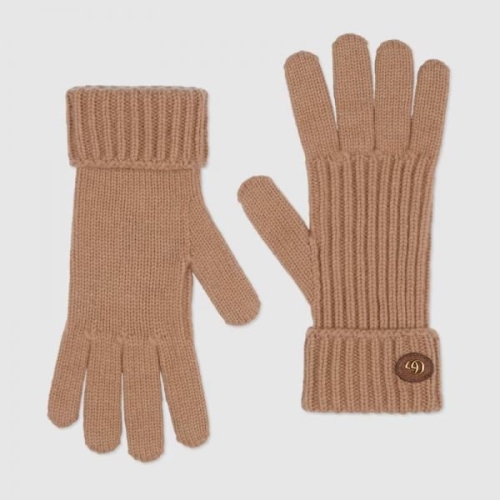 구찌 여자 울 캐시미어 장갑 더블 G 카멜 7885033GB029800