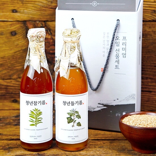 전라도청년 저온압착 100% 통깨 청년참기름 350ml + 청년들기름 350ml 선물세트
