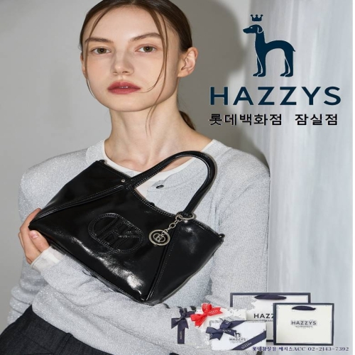 헤지스 블랙 로고배색 가죽 미니토트백_HIWA4F550BK
