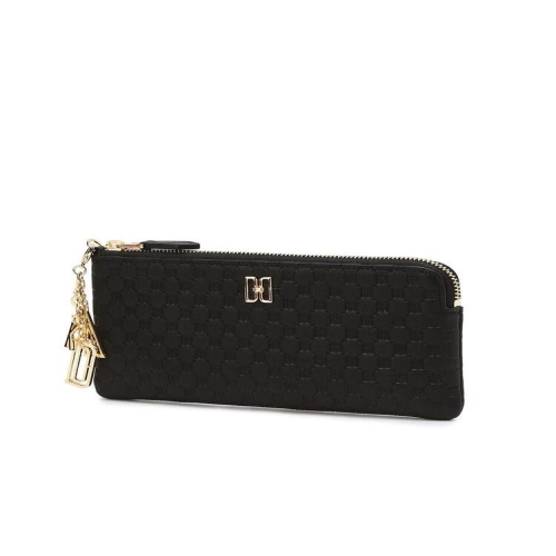 닥스 여성 로고패턴 소가죽 슬림 지퍼 장지갑_DCWA4F518BK