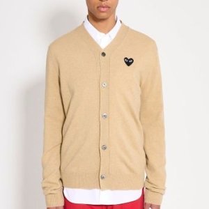 꼼데가르송 플레이 스몰 하트 블랙로고 브이넥 울 니트 가디건 AX N024 051 3 100412922