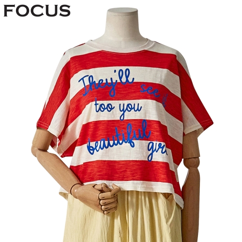 포커스 줄무늬크롭티셔츠 FBM4F7PTS0291
