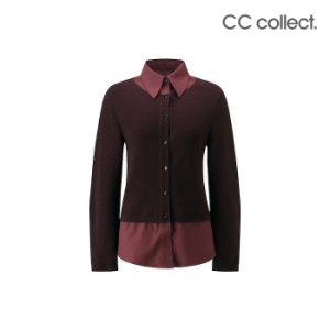 씨씨콜렉트 셔츠 배색 울 혼방 가디건 WI_C234KSL041