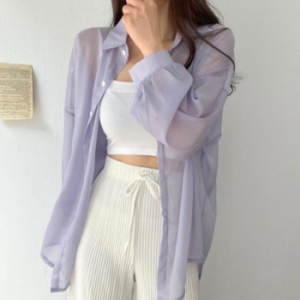 오노마 ONM 여자 시스루 긴팔 셔츠 오버핏 루즈핏 17772737