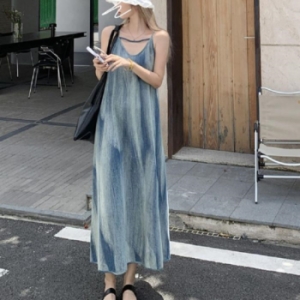 오노마 ONM 여성 캐주얼 끈나시 나염 롱 원피스 17772777