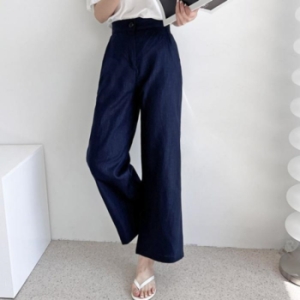 오노마 ONM 뒷밴딩 여자 와이드 팬츠 린넨 바지 여름 팬츠 9부 17773183