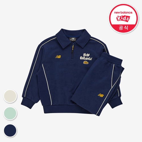 뉴발란스키즈 일러스트 다운카라 스웻 셋업 (NK9YE3601U)