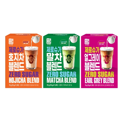 녹차원  제로슈가 블렌드 7개입 3종 (말차+호지차+얼그레이)