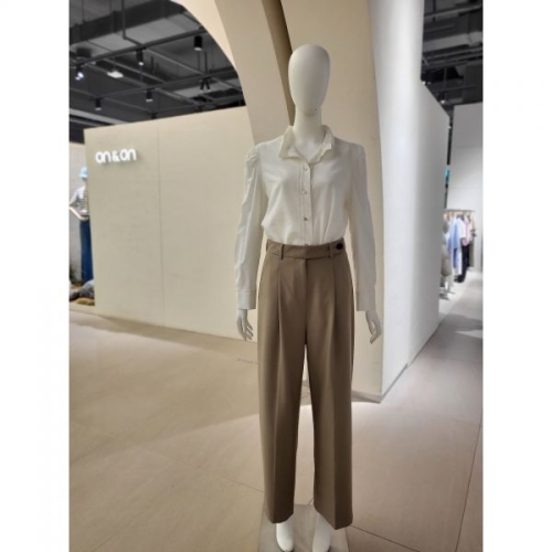 온앤온 사이드버튼 핀턱 와이드 팬츠 NJW4AL827 아울렛 4038095 66 블랙