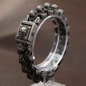 삼성물산 프리미엄 빈티지 앤틱 감성 해골 팔찌 고품격 남성 액세서리 MCB141 이니셜각인 무료