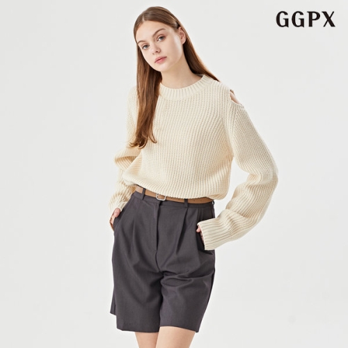 GGPX 하찌 어깨 트임 데일리 라운드 긴팔 니트 GOCKT007D