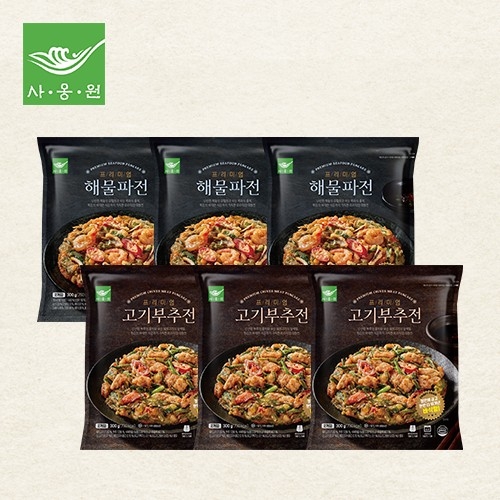 사옹원  프리미엄 해물파전 300g 3개 + 프리미엄 고기부추전 300g 3개