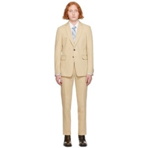 드리스반노튼 베이지 코튼 리넨 수트 242358M196002