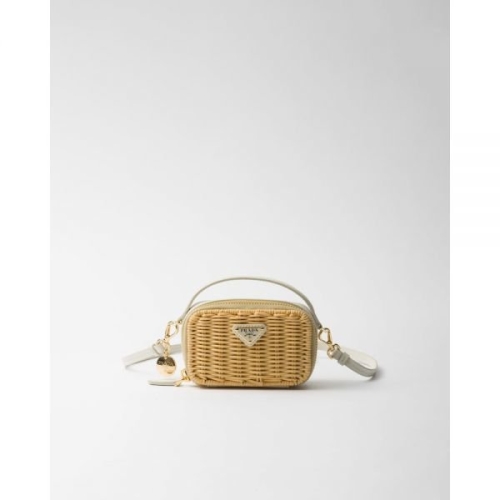 프라다 위커 가죽 미니 파우치 탄 화이트 1NR025_2BVU_F0N86