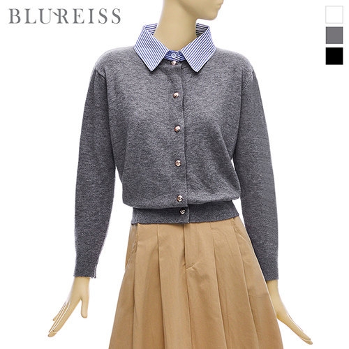 블루레이스 셔츠카라배색오픈단추니트_BI4F3KT2041