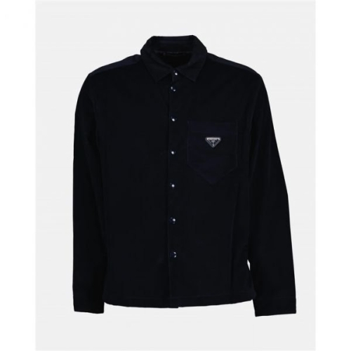프라다 코듀로이 패딩 셔츠 블랙 남성 SC554M 144R F0002