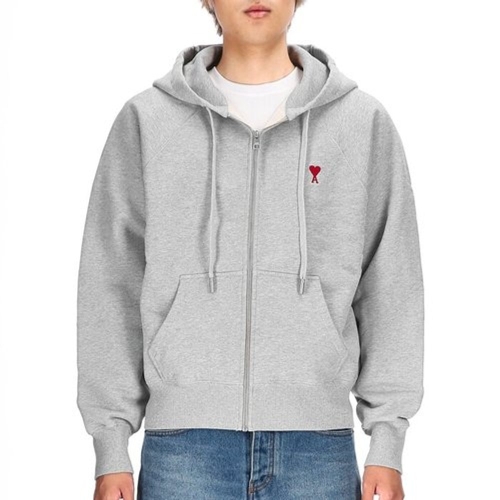 아미 명품 논현 더팩토리 하트 후드 집업 자켓 헤더 애쉬 그레이 USW415 747 0951 USW4157470951