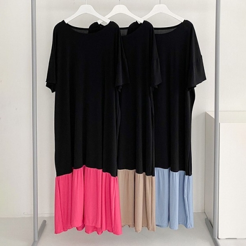 아이우먼 빅사이즈반팔원피스 L607L408 포텐밑배색박스원피스 GL