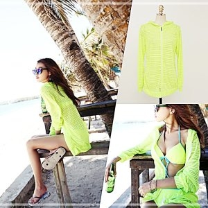 네온  샤이니월드 집업 스트라이프 커버업 후드 U8WE2CCE53